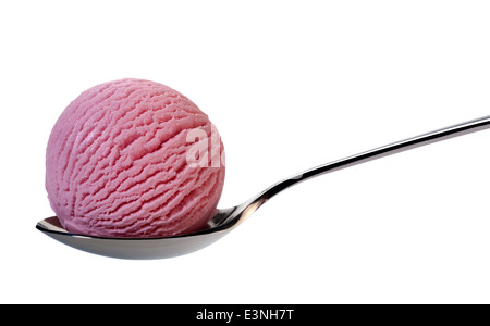 Glace à la fraise sur spoon( +clipping path) Banque D'Images