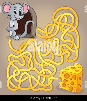 Maze 1 avec la souris et fromage - photo illustration. Banque D'Images