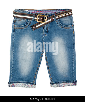 Mans jeans shorts isolated Banque D'Images