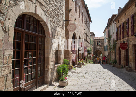 Rue Pavée en Cordes sur Ciel Tarn France Banque D'Images