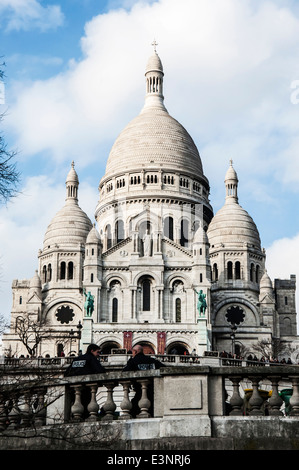 Vue de la façade du Sacré Cœur à Paris, France Banque D'Images