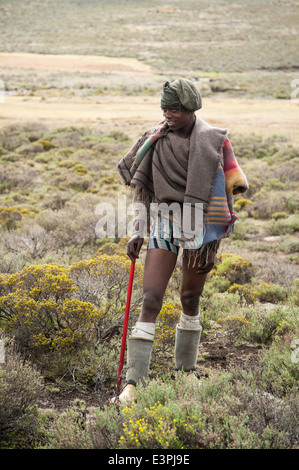 Garçon sotho, La Montagne du Drakensberg, Lesotho Banque D'Images