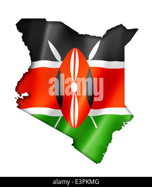 Carte Drapeau Kenya, rendu en trois dimensions, isolated on white Banque D'Images