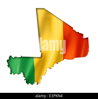 Mali Carte Drapeau, trois dimensions, render, isolated on white Banque D'Images