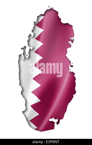 Qatar carte drapeau, rendu en trois dimensions, isolated on white Banque D'Images