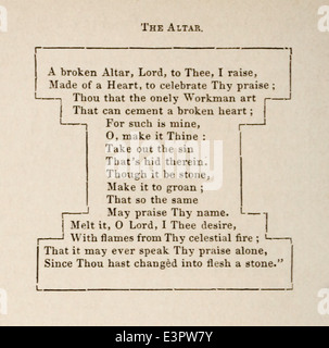 George Herbert (1593-1633) poème "l'Autel" publié pour la première fois dans 'Le Temple' en 1633. Banque D'Images