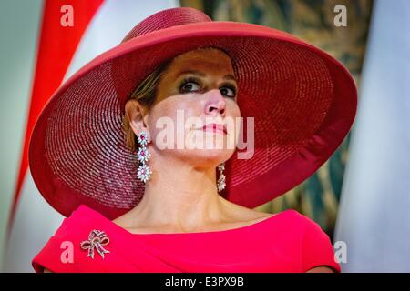 Varsovie, Pologne. 24 Juin, 2014. Reine néerlandaise Maxima assistant à une conférence de presse à la Palais du Belvédère à Varsovie, Pologne, 24 juin 2014. Photo : Patrick van Katwijk - AUCUN SERVICE DE FIL-/dpa/Alamy Live News Banque D'Images