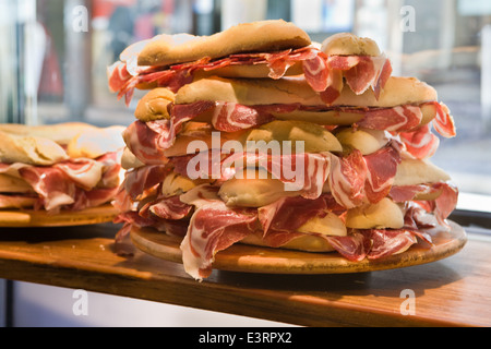 Des sandwichs au jambon ibérique espagnol à partir de porcs nourris de glands Banque D'Images