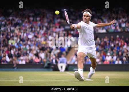 Lonodn, UK. 26 Juin, 2014. Championnats de tennis de Wimbledon 2014 forme le All England Lawn Tennis Club. Roger Federer (SUI) : Action de Crédit Plus Sport/Alamy Live News Banque D'Images