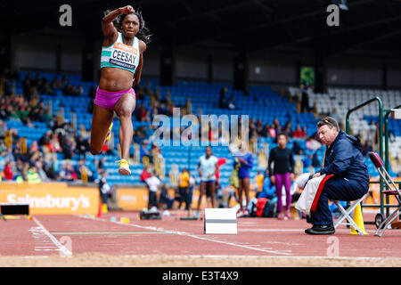 Birmingham, UK. 28 Juin, 2014. Zainab CEESAY (Woodford) en action dans le Triple saut lors de la finale d'Athlétisme britannique Sainsbury's de Alexander Stadium. Credit : Action Plus Sport/Alamy Live News Banque D'Images