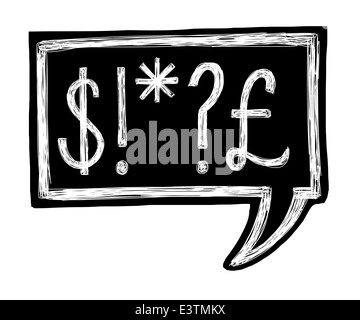 Illustration d'une bulle avec le dollar américain, la livre, le point d'interrogation et d'étoile Banque D'Images