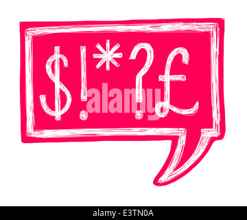 Illustration d'une bulle avec le dollar américain, la livre, le point d'interrogation et d'étoile Banque D'Images