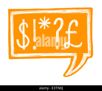 Illustration d'une bulle avec le dollar américain, la livre, le point d'interrogation et d'étoile Banque D'Images
