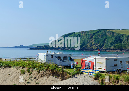 Caravan and Camping site à Pentewan sands près de Mevagissey à Cornwall, UK Banque D'Images