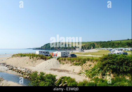 Caravan and Camping site à Pentewan sands près de Mevagissey à Cornwall, UK Banque D'Images