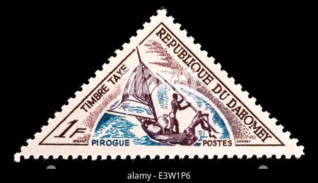 En raison de l'affranchissement timbre Dahomey (Bénin) illustrant un début mailboat. Banque D'Images