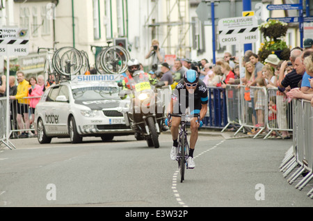 Geraint Thomas, le gallois et l'équipe britannique Sky vélo cycliste cyclisme britannique à la course sur route, Abergavenny, 29 juin 2014 Banque D'Images