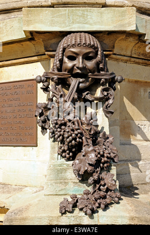 Visage et les raisins à la sculpture commémorative Gower, Stratford-upon-Avon, Warwickshire, Angleterre, Royaume-Uni, Europe de l'Ouest. Banque D'Images