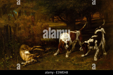 Gustave Courbet - Les chiens de chasse avec Dead Hare - 1857 - Musée rencontré - New-York Banque D'Images