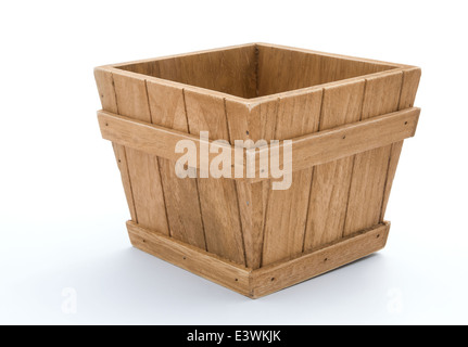 Boîte en bois sur fond blanc Banque D'Images