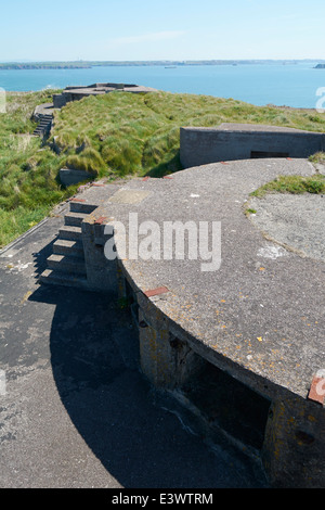 WW2 Fortifications à West Point Blockhaus - Pembrokeshire, Pays de Galles, Royaume-Uni Banque D'Images