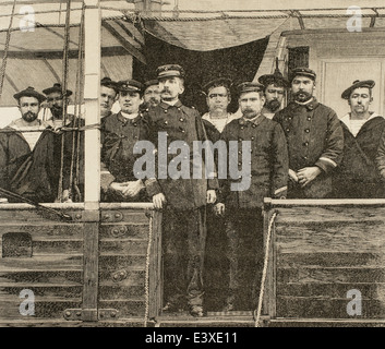 Pierre Loti, pseudonyme de Julien Viaud (1850-1923). Officier de marine et écrivain français. Loti à bord de la canonnière, javelot. Banque D'Images