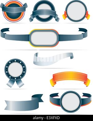 Insignes, rubans, des récompenses et des boucliers isolé sur fond blanc Illustration de Vecteur