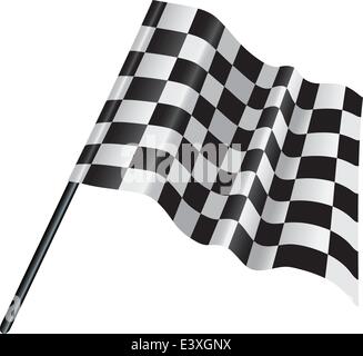 Illustration d'une course de moto noir et blanc drapeau vérifié de finition Illustration de Vecteur