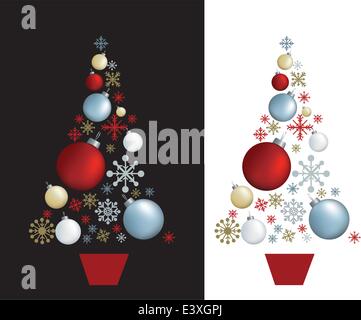 Décorations de Noël set conçu dans la forme d'un arbre Illustration de Vecteur