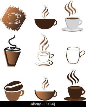 Illustration de café ensemble d'icônes et symboles en couleur Illustration de Vecteur