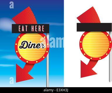 Café de style vintage ou diner signs isolated on white Illustration de Vecteur