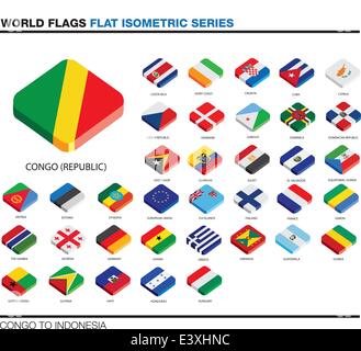 Drapeaux du monde isolés en télévision couleur sur fond blanc Illustration de Vecteur