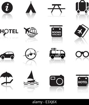 Voyages et transports global silhouette icon set Illustration de Vecteur