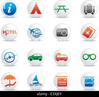 Voyages et transports global silhouette bouton icon set Illustration de Vecteur