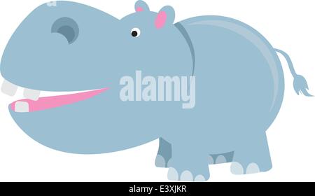 Hippo couleur moderne personnage sur fond blanc Illustration de Vecteur