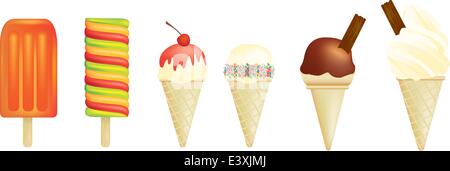 Vector illustration d'un jeu de glaces et lolly Illustration de Vecteur