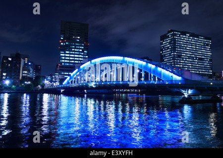 Silhouette de Tokyo skyline lit up at night, Tokyo, Japon Banque D'Images