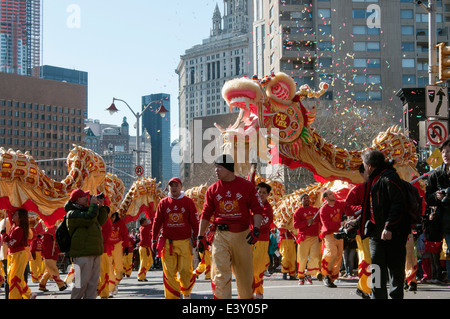 Le Nouvel An chinois Quartier chinois de la ville de New York. (L'Année du tigre). Banque D'Images