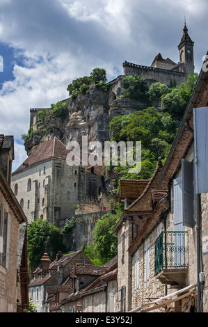 Rocamadour, cité épiscopale et sanctuaire de la Bienheureuse Vierge Marie, Lot, Midi-Pyrénées, France Banque D'Images