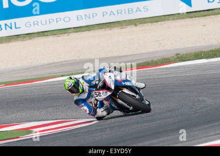 BMW S1000 RR EVO de BMW Motorrad Italia SBK team, conduite par Sylvain Barrier en action au cours de la pratique libre de Superbike Banque D'Images