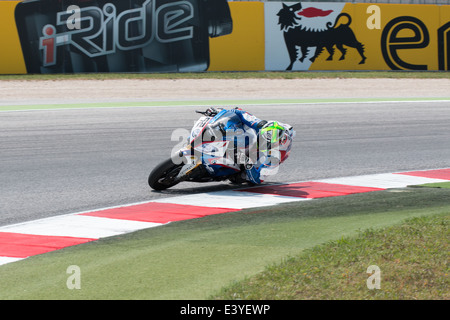 BMW S1000 RR EVO de BMW Motorrad Italia SBK team, conduite par Sylvain Barrier en action au cours de la pratique libre de Superbike Banque D'Images