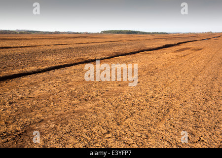 Une tourbière soulevée en cours de récolte de tourbe pour près de Douglas de l'eau dans les hautes terres du sud de l'Ecosse. Banque D'Images