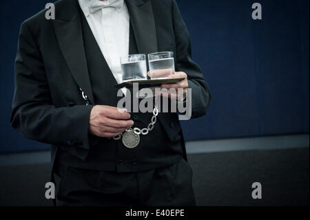 Strasbourg, Bxl, France. 2 juillet, 2014. Serveur apporte l'eau pour les députés européens le deuxième jour de séance plénière au siège du Parlement européen à Strasbourg, France le 02.07.2014 Crédit : Wiktor Dabkowski/ZUMA/Alamy Fil Live News Banque D'Images