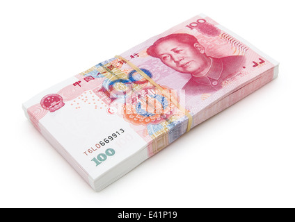 Pile de tout nouveau 100 RMB with clipping path Banque D'Images