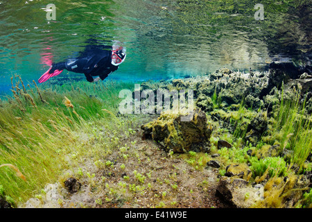 Au printemps, d'amont à partir de la petite rivière litla dans le nord de l'islande, Akureyri, une litla, nord de l'islande Banque D'Images