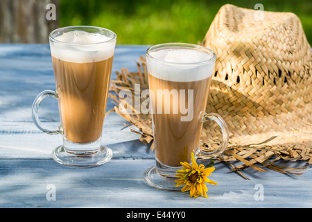 Café savoureux servi dans le jardin Banque D'Images