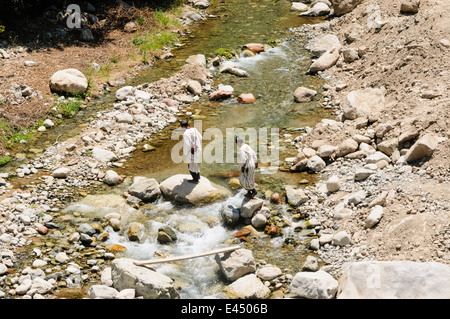 La rivière de l'Ourika, la vallée de l'Ourika, Atlas, Maroc Banque D'Images