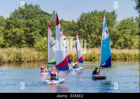 Topper dériveurs à Beccles Sailing Club amateur sur la rivière Waveney à Beccles , Suffolk , Angleterre , Angleterre , Royaume-Uni Banque D'Images