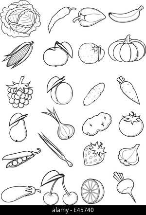 Ensemble de fruits et légumes Banque D'Images