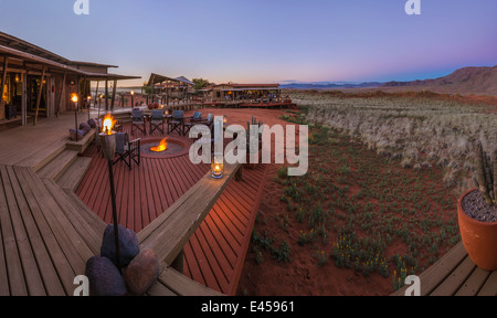 Le pont de dunes Lodge.Wolwedans NamibRand Nature Reserve, Namibie Banque D'Images